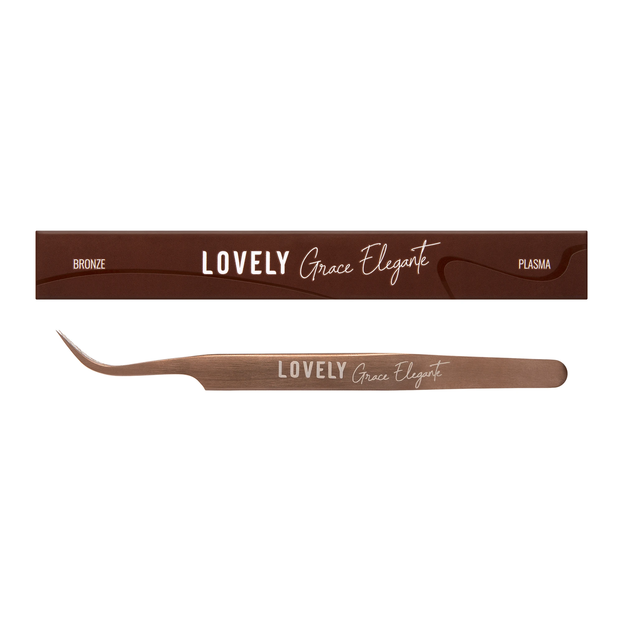 Extension tweezers resnits Lovely NanoFiber, series Grace Elegante Bronze, type Izognutyy (Clearance)