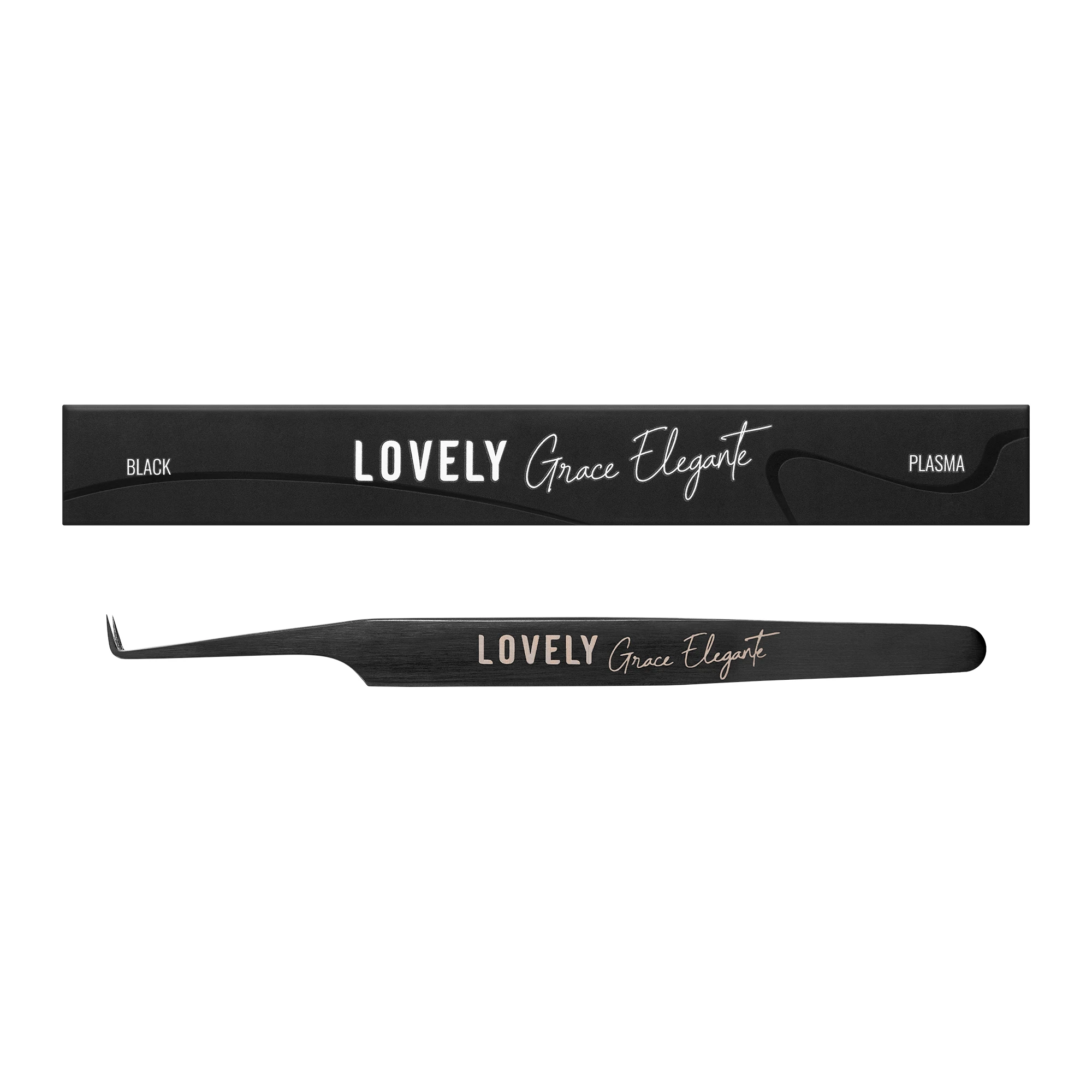 Extension tweezers resnits Lovely NanoFiber, series Grace Elegante Black, type G 5 mm (Clearance)