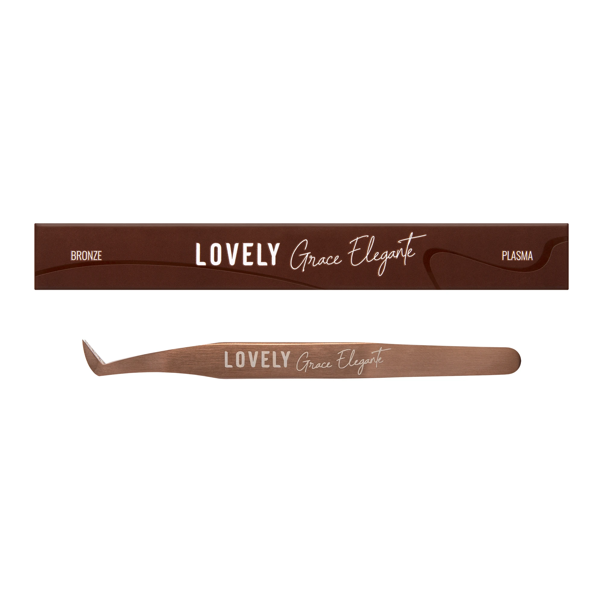 Extension tweezers resnits Lovely NanoFiber, Grace Elegante Bronze, type Kruglyy sapozhok (Clearance)