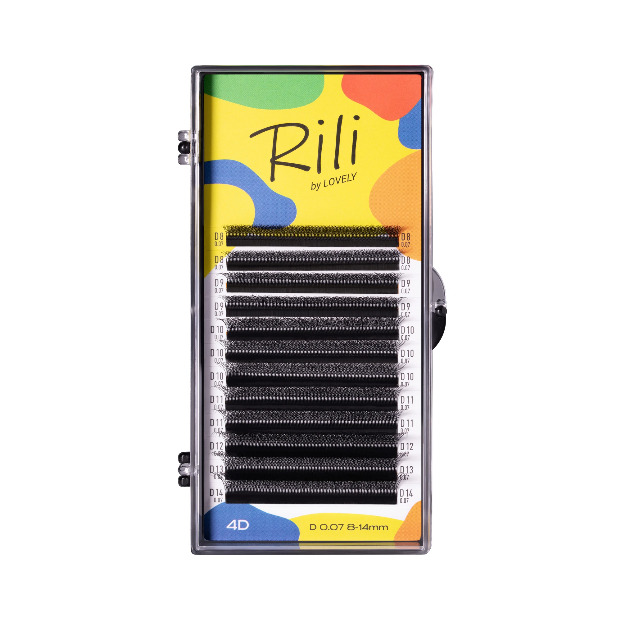 Black lashes Rili in clusters 4D - 12 lines - MIX