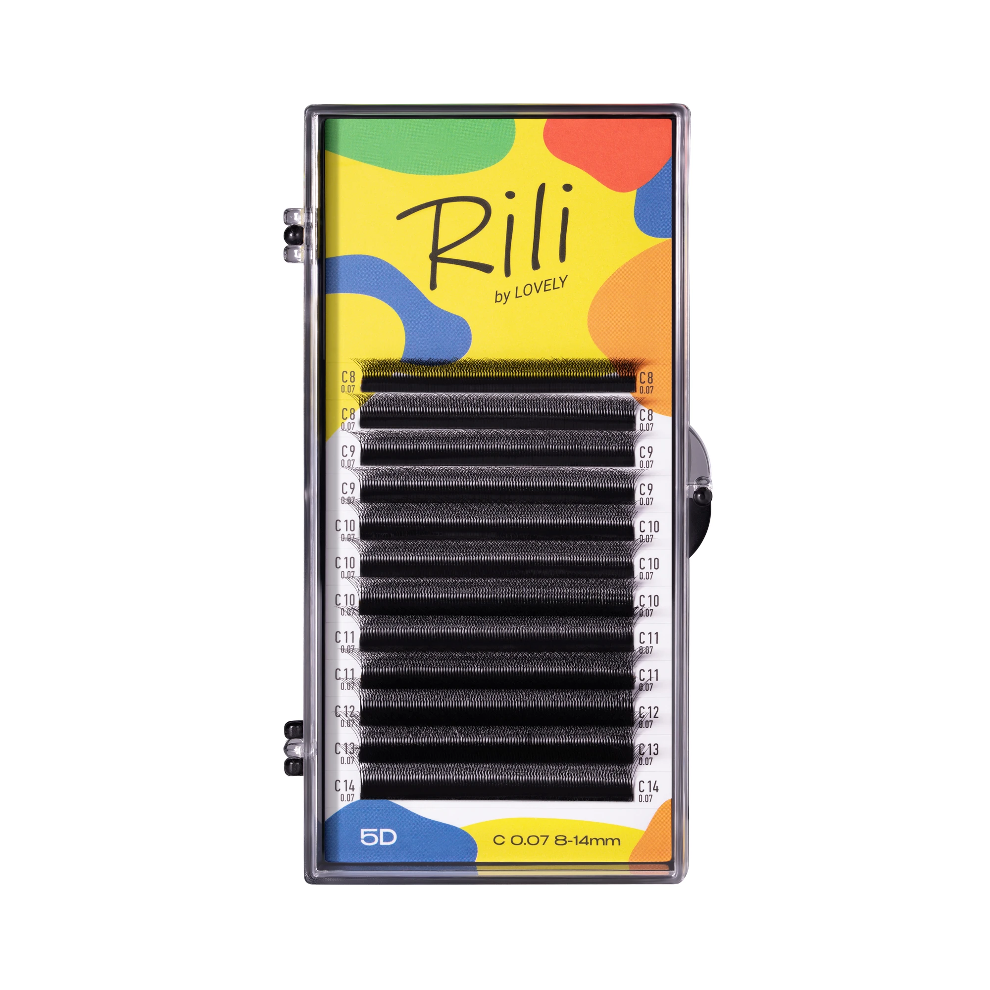 Black lashes Rili in clusters 5D - 12 lines - MIX